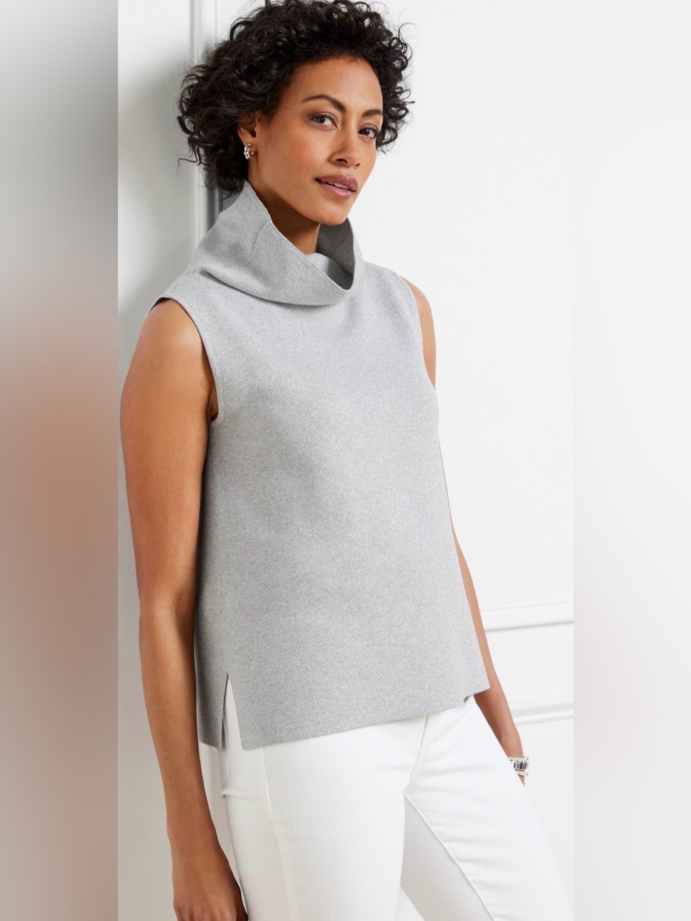 Talbots Metallic Cowl-Neck Sweater Shell Size Large